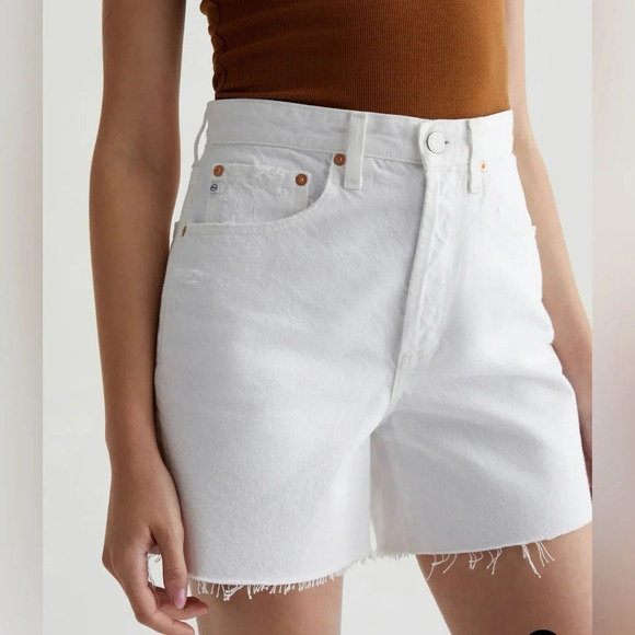 Ag Adriano Goldschmied Pants - AG Clove Short HIGH-RISE BAGGY FIT in MODERN WHITE DESTRUCTED